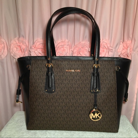 Michael Kors Jet Set Black/Brown Monogram Tote